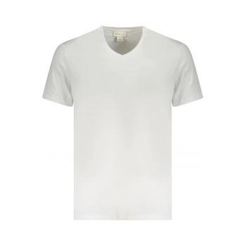 Jeans Tricou barbati cu decolteu in V - cu logo brodat - Regular fit - Alb