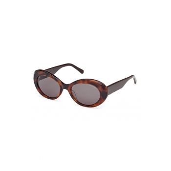 Ochelari de soare ovali cu logo - Maro -