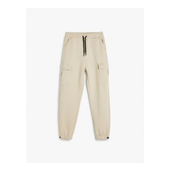 Pantaloni de trening cargo cu snur de ajustare in talie