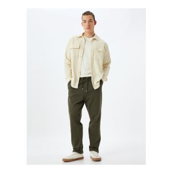 Pantaloni de trening uni din amestec de bumbac