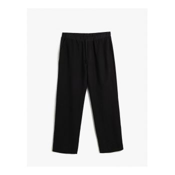 Pantaloni drepti din amestec de in cu snur