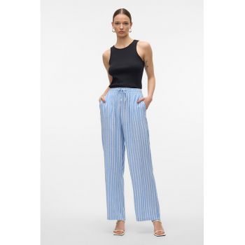 Pantaloni vaporosi din amestec de in cu snur