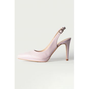 Pantofi slingback din piele cu varf ascutit