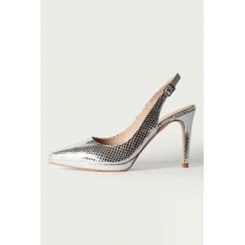 Pantofi slingback din piele cu varf ascutit