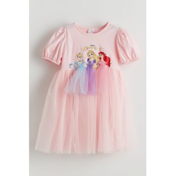Rochie cu imprimeu Disney Princesses si insertie cu tul