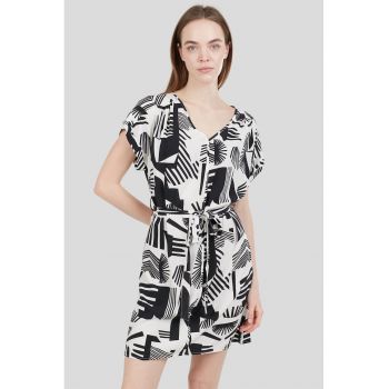 Rochie lejera cu decolteu in V si model Palmetta