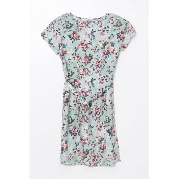 Rochie midi cu model floral si croiala in A