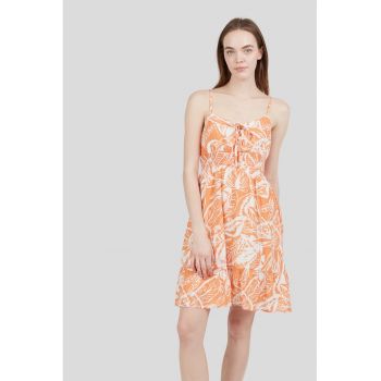 Rochie scurta evazata cu model tropical Sarah II