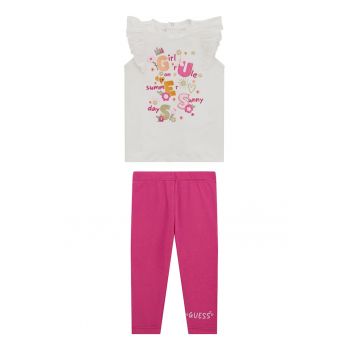 Set de colanti cu model uni si tricou cu model - 2 Piese