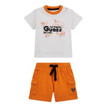 Set de pantaloni scurti si tricou din bumbac cu logo - 2 piese