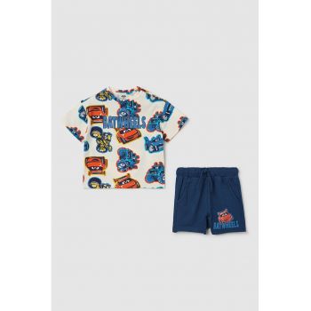 Set de tricou cu imprimeu si pantaloni scurti