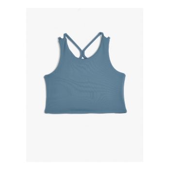 Top crop cu bretele incrucisate pe spate