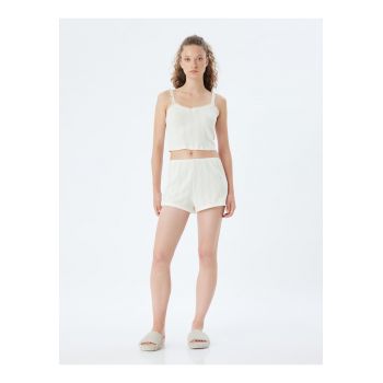 Top crop de pijama cu dantela