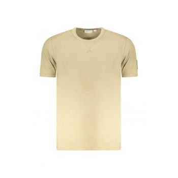 Tricou barbati cu decolteu la baza gatului - logo - Regular Fit -  Verde inchis