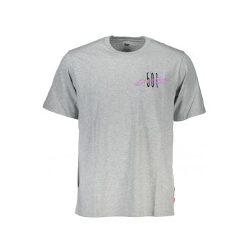 Tricou barbati - cu mini imprimeu - Regular fit - Gri deschis
