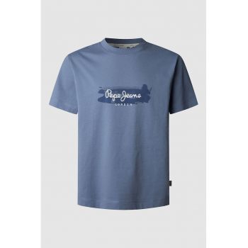 Tricou cu decolteu la baza gatului si imprimeu logo