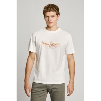 Tricou cu decolteu la baza gatului si imprimeu logo