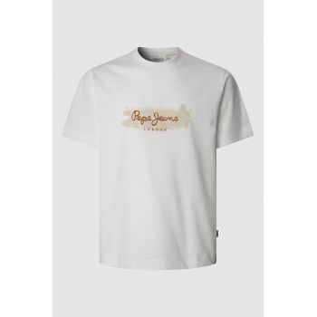 Tricou cu decolteu la baza gatului si imprimeu logo