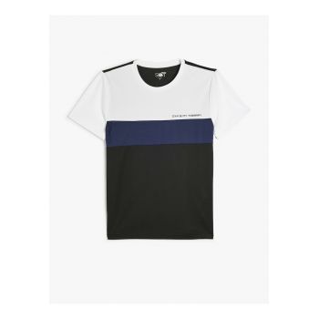 Tricou cu decolteu la baza gatului si model colorblock