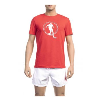 Tricou cu imprimeu si decolteu la baza gatului