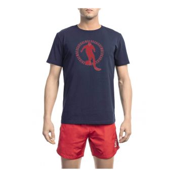 Tricou cu imprimeu si decolteu la baza gatului