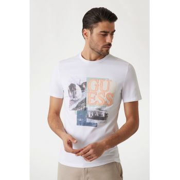 Tricou cu logo si imprimeu grafic frontal