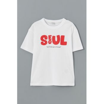Tricou de bumbac cu imprimeu text
