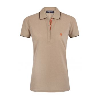 Tricou din amestec de bumbac cu fenta cu nasturi