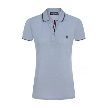 Tricou din amestec de bumbac cu fenta cu nasturi