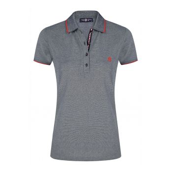 Tricou din amestec de bumbac cu fenta cu nasturi