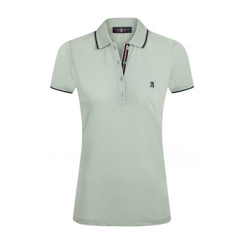 Tricou din amestec de bumbac cu fenta cu nasturi