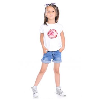 Tricou din bumbac cu decolteu la baza gatului
