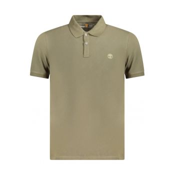 Tricou polo barbati - cu mini logo brodat - Slim fit - Verde inchis