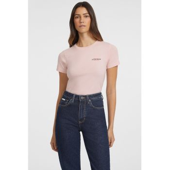 Tricou slim fit cu decolteu la baza gatului