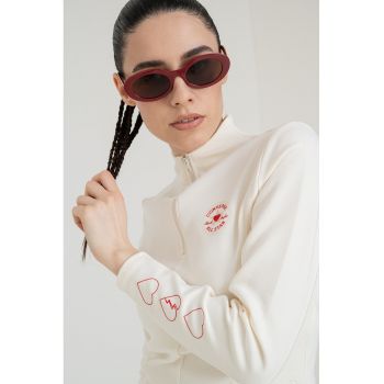 Bluza crop cu fenta cu fermoar