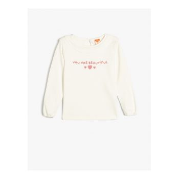 Bluza cu decolteu rotund si broderie text