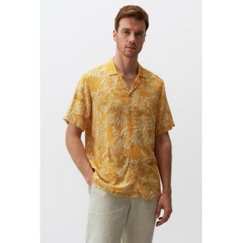 Camasa din amestec de in cu imprimeu tropical