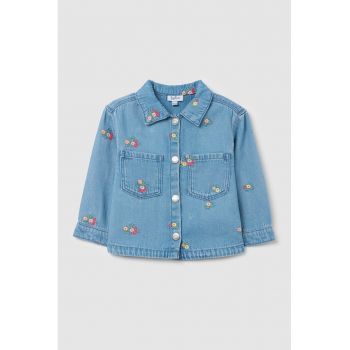 Jacheta-camasa din denim cu broderie