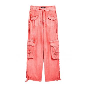 Pantaloni cargo cu model uni si buzunare