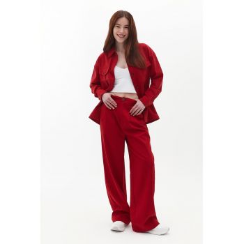 Pantaloni din amestec de lyocell cu croiala ampla