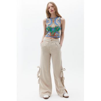 Pantaloni din amestec de lyocell cu funde