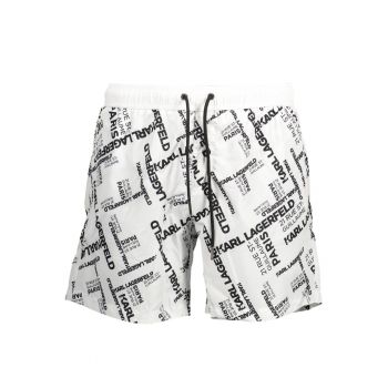 pantaloni scurti de baie barbati cu logo - alb -