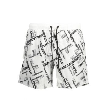 pantaloni scurti de baie barbati cu logo - alb -