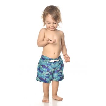 Pantaloni scurti de baie cu snur de ajustare si imprimeu