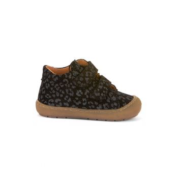 Pantofi din piele cu model si segmente cu inchidere velcro