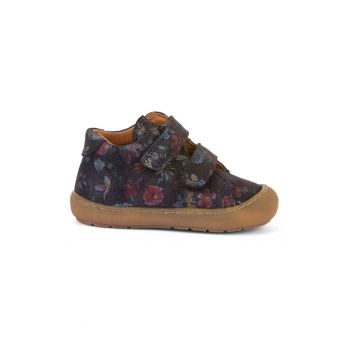 Pantofi din piele cu model si segmente cu inchidere velcro