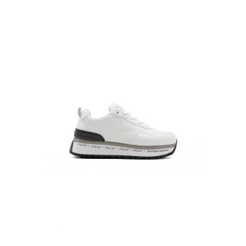 Pantofi sport flatform din piele ecologica cu logo