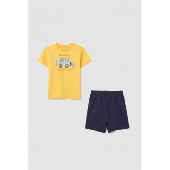 Pijama cu imprimeu si pantaloni scurti