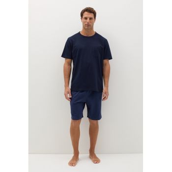 Pijama cu pantaloni scurti si buzunar pe piept