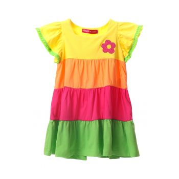 Rochie de bumbac cu model colorblock
